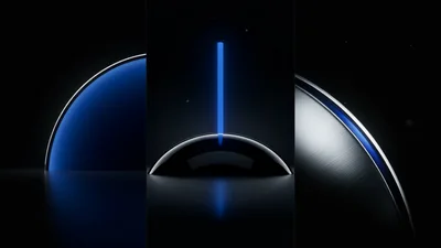 Abstract 3D Renderings of Glowing Blue Geometric Shapes
