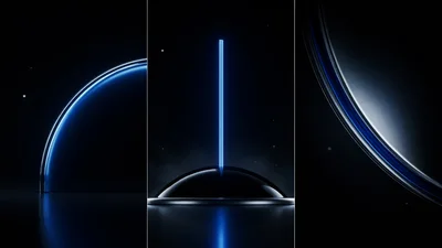 Abstract 3D Rendered Glowing Blue Light Pillars