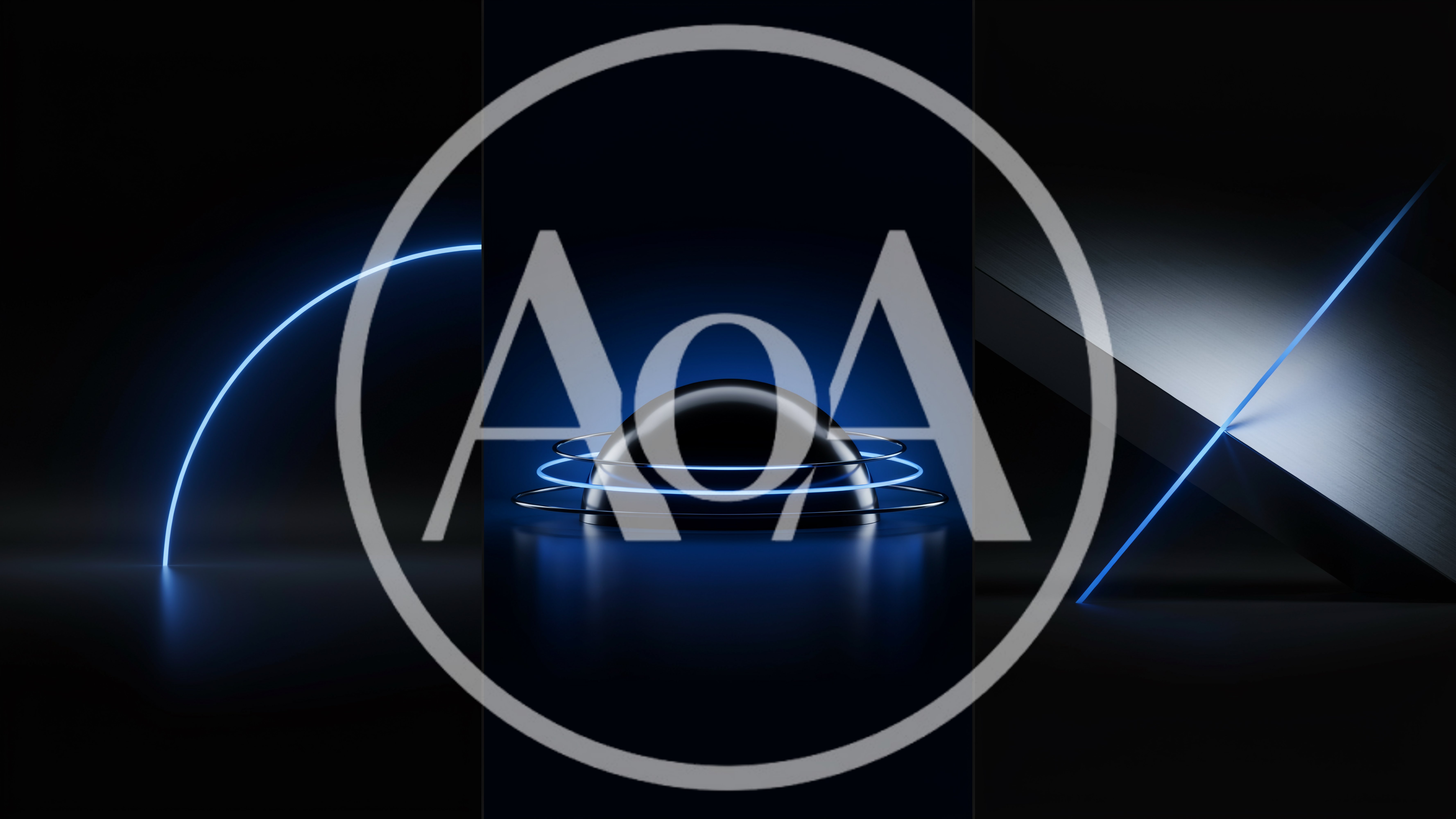 Abstract 3D Renderings With Glowing Blue Neon Rings