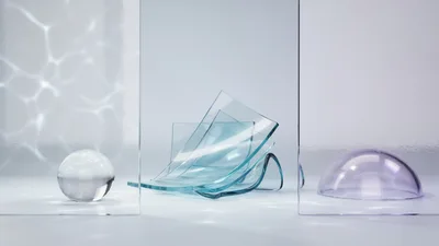 Abstract Glass Shapes And Refractions In Studio Setting