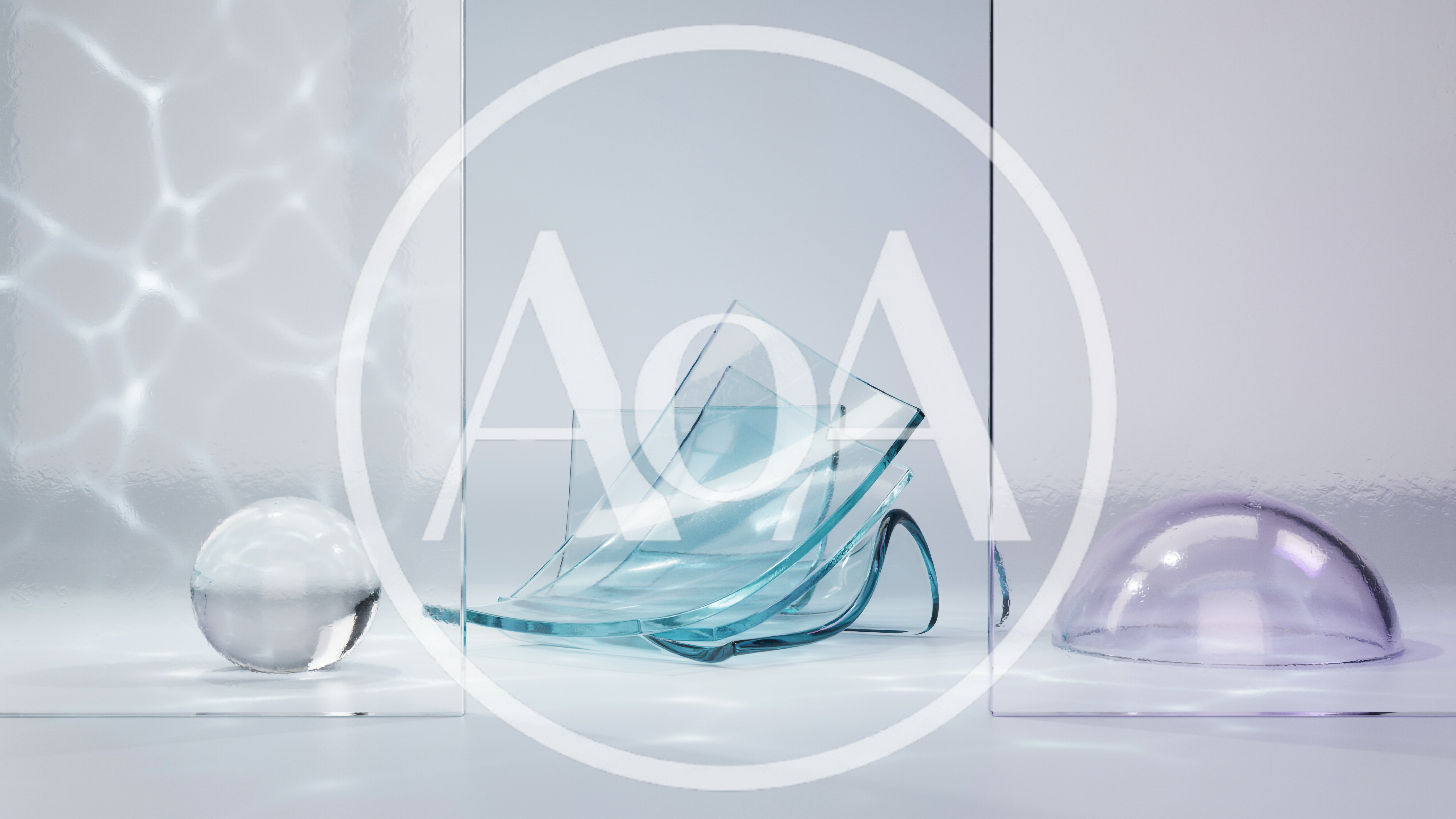 Abstract Glass Shapes And Refractions In Studio Setting