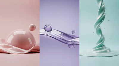 Abstract 3D Liquid Shapes and Spheres Composition