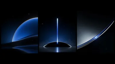 Abstract Blue Light Beams On Dark Metallic Surfaces