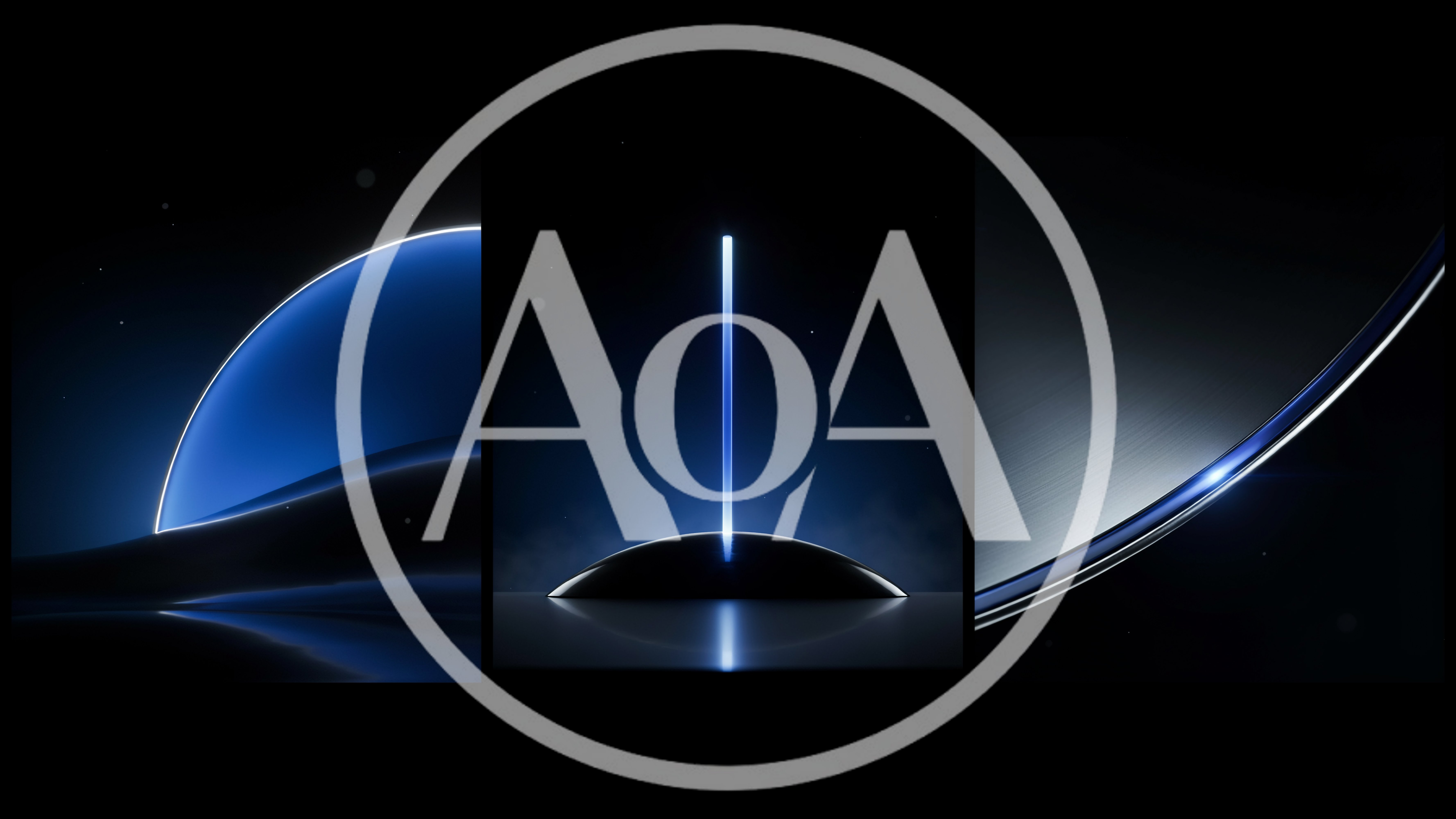 Abstract Blue Light Beams On Dark Metallic Surfaces