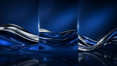 Abstract Blue And Silver Metallic Liquid Waves