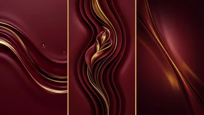 Abstract Maroon And Gold Wavy Silk Background