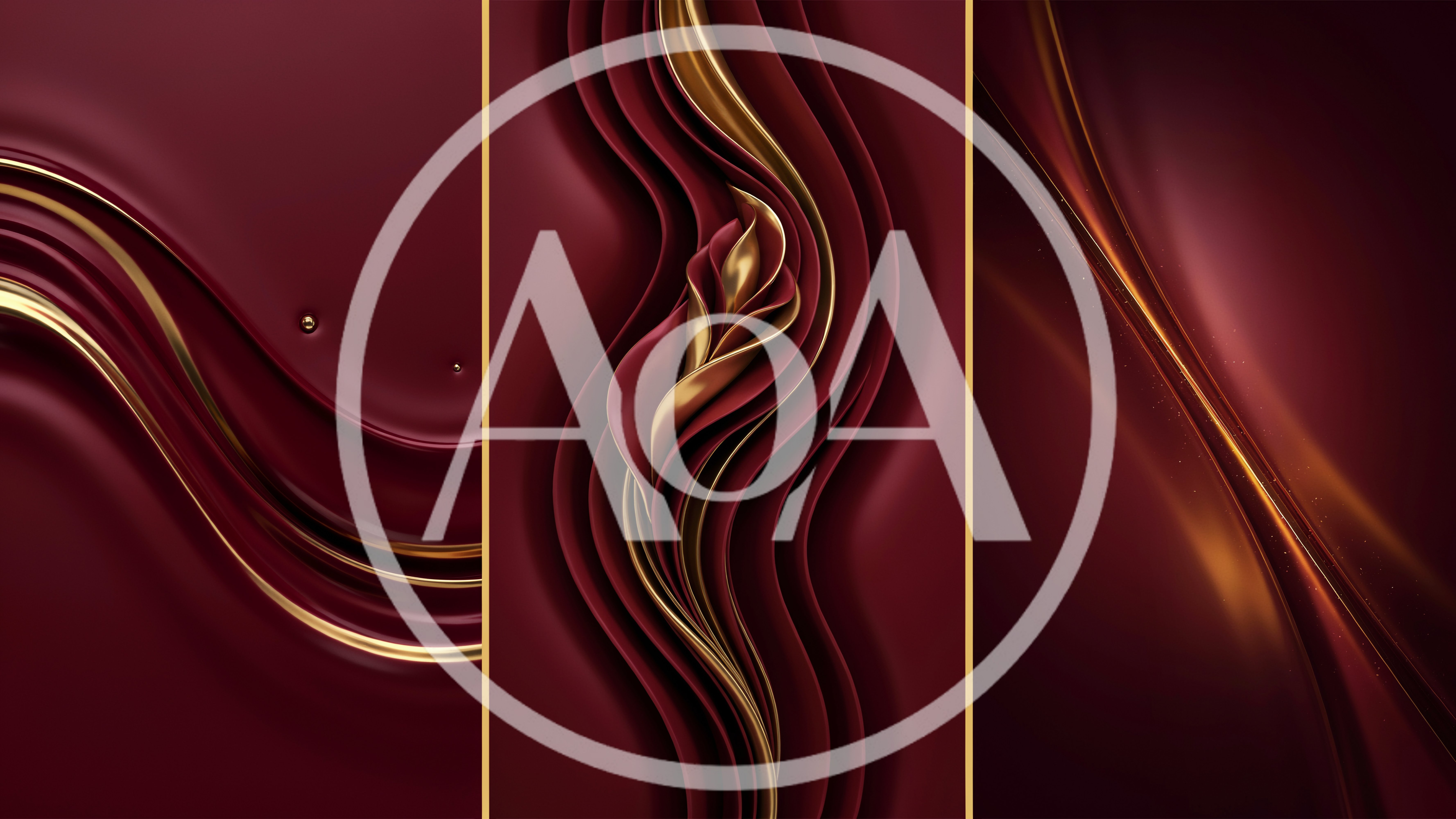 Abstract Maroon And Gold Wavy Silk Background