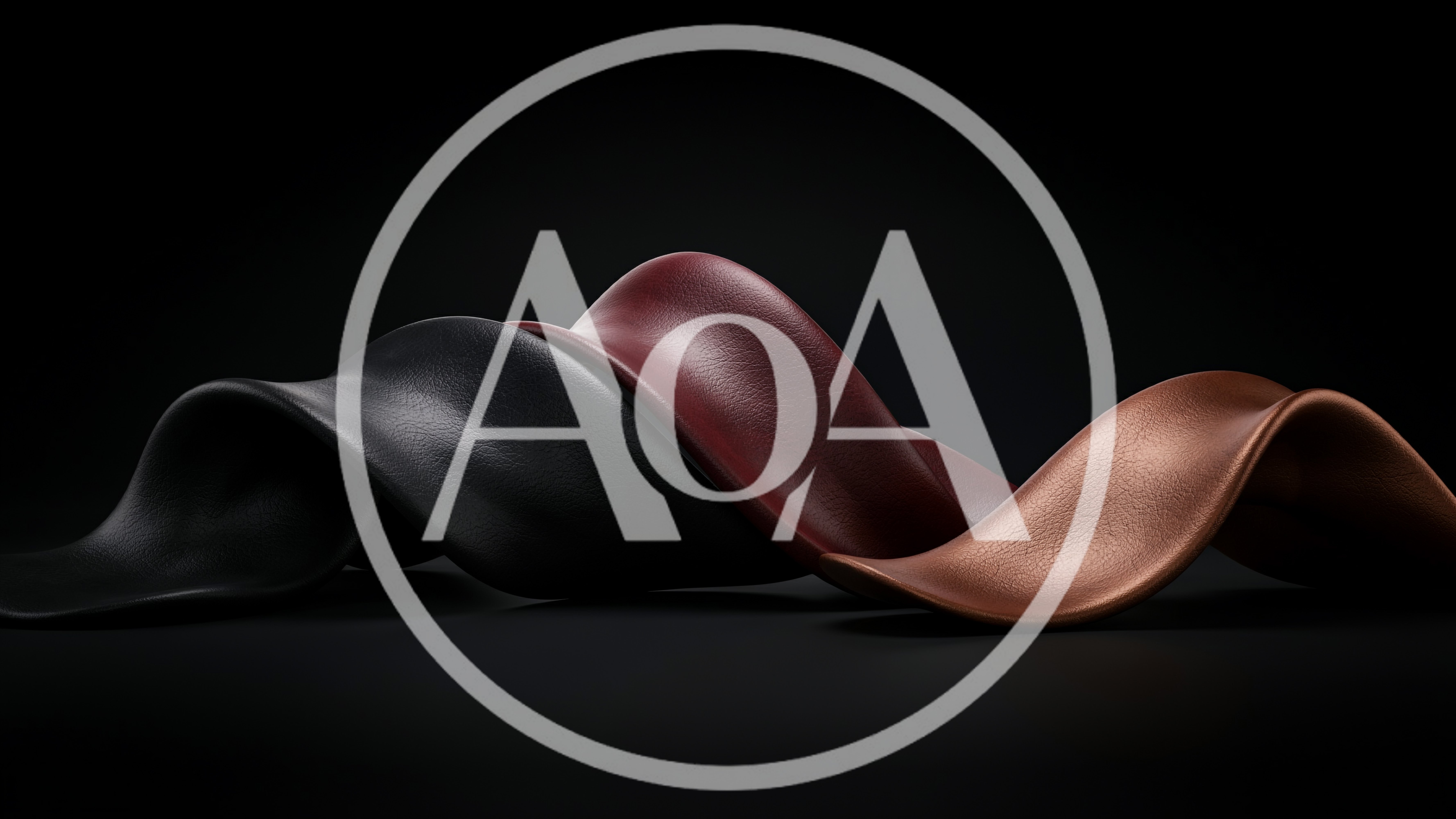 Abstract Wavy Leather Ribbons In Black Red And Brown
