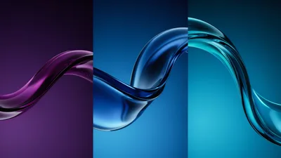 Abstract Liquid Wave Forms In Three Color Gradients