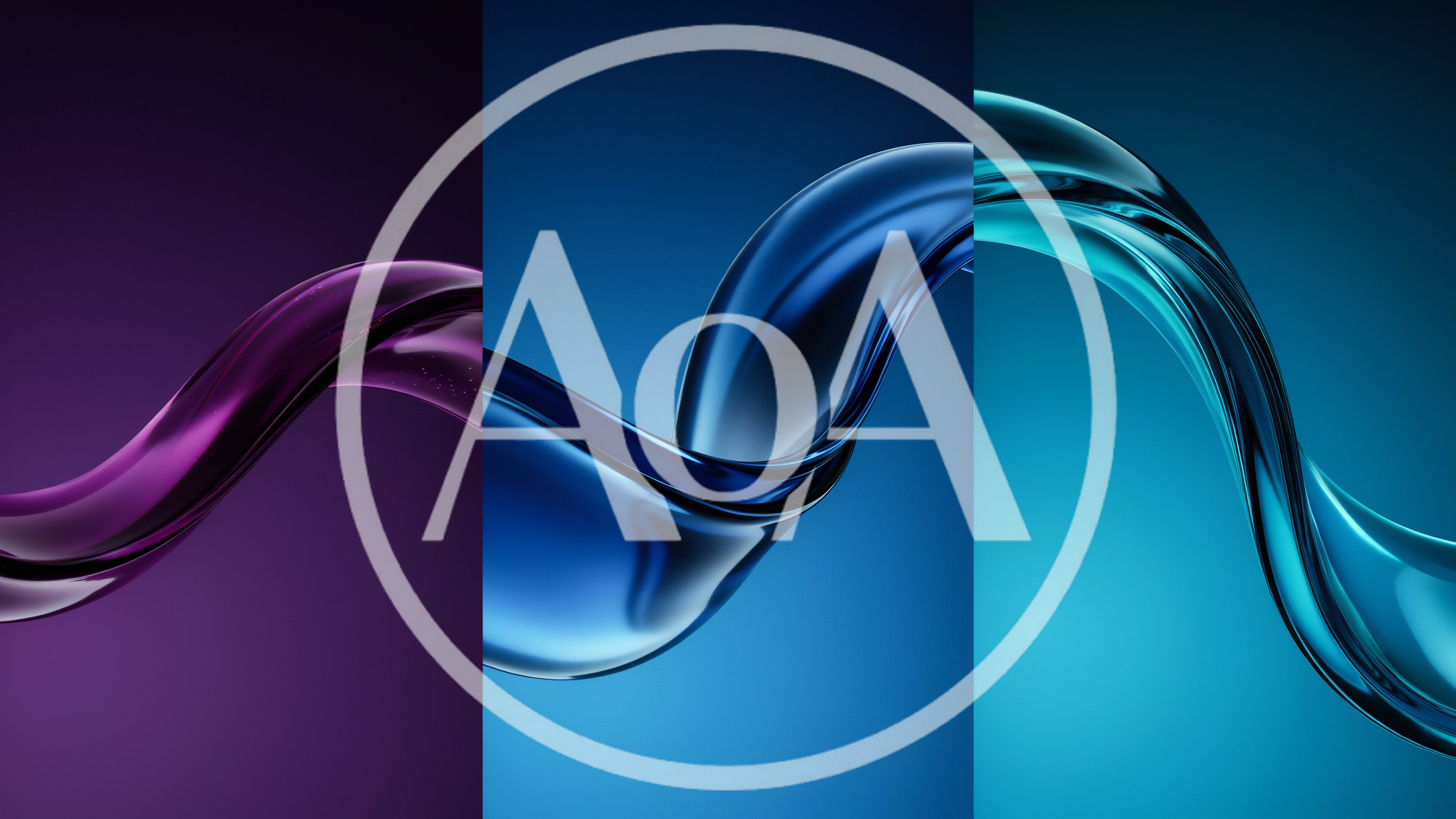 Abstract Liquid Wave Forms In Three Color Gradients