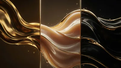 Abstract Liquid Gold And Black Fluid Motion
