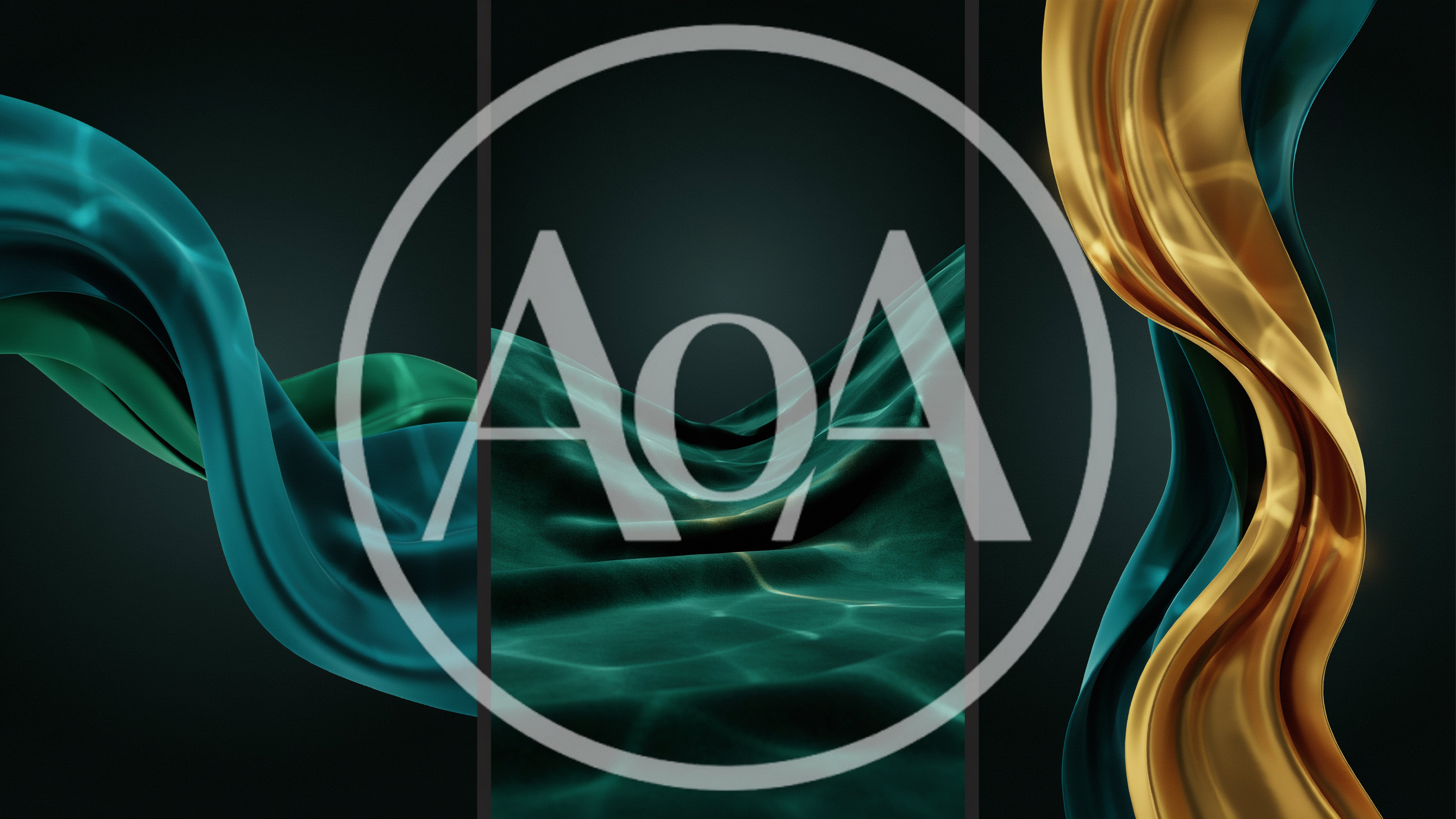 Abstract Fluid Motion With Teal And Gold Silk