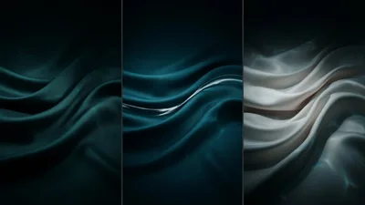 Abstract Backgrounds Of Flowing Teal And White Silk