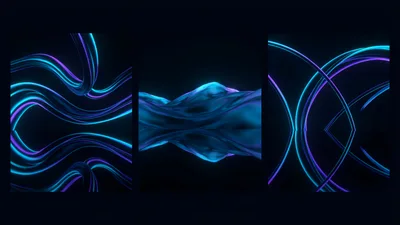 Abstract Neon Light Trails and Fluid Motion Backgrounds