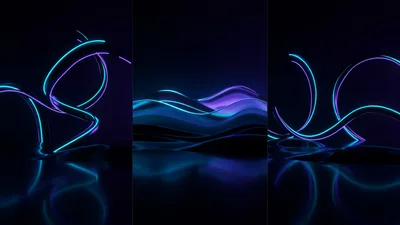 Abstract Neon Light Waves And Metallic Curves
