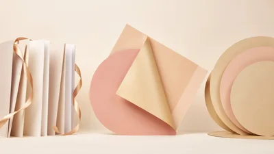 Abstract Paper Art Composition with Geometric Shapes