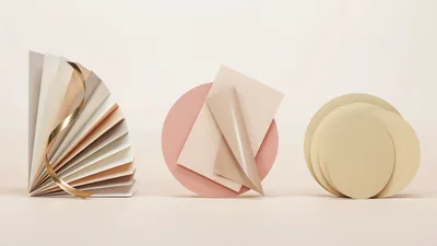 Abstract Geometric Shapes With Paper And Ribbon