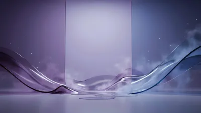 Abstract Glass Waves With Purple And Blue Lighting