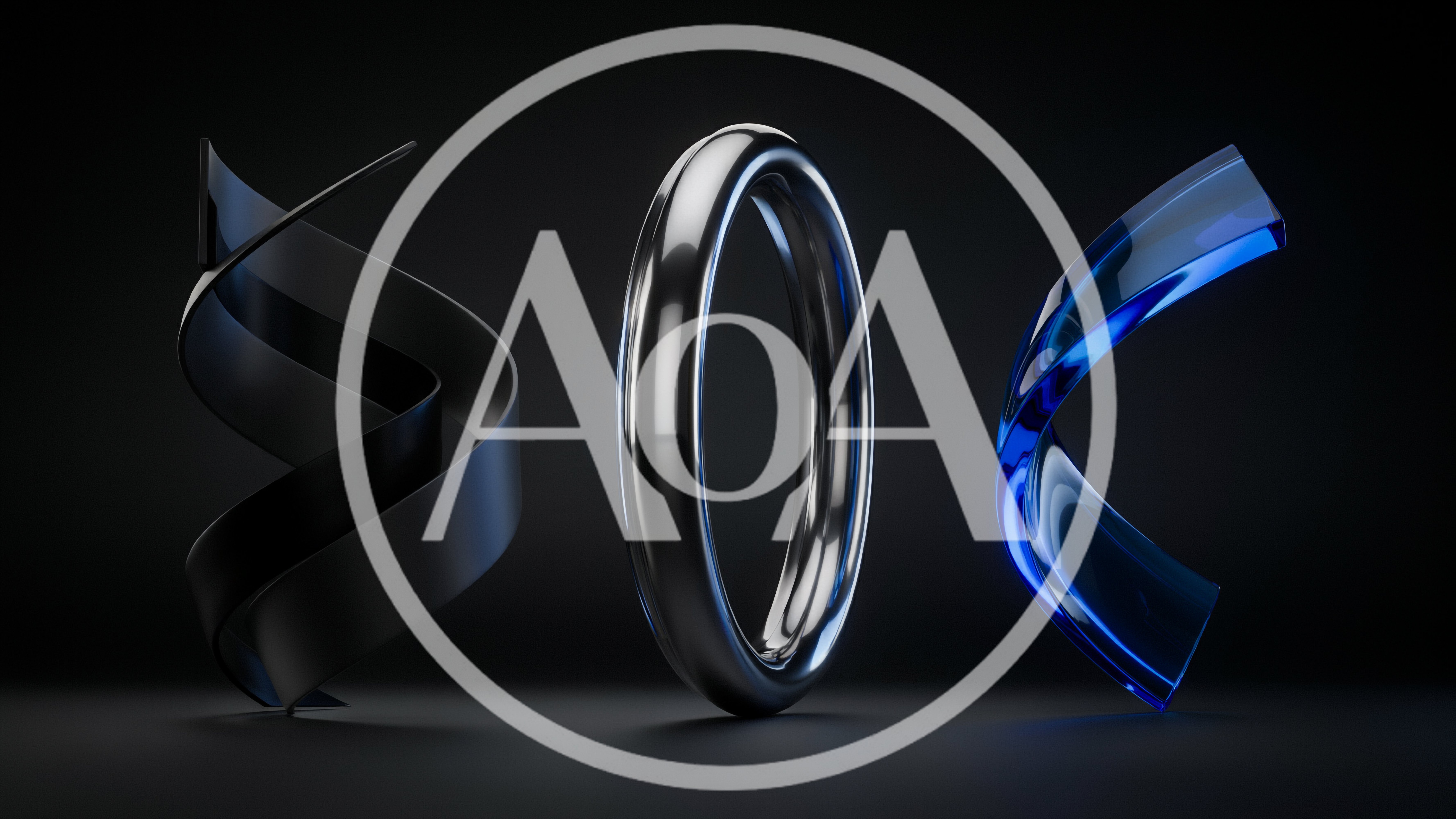 Abstract 3D Rendered Geometric Shapes on Dark Background
