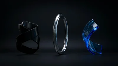 Abstract 3D Geometric Shapes on Dark Background