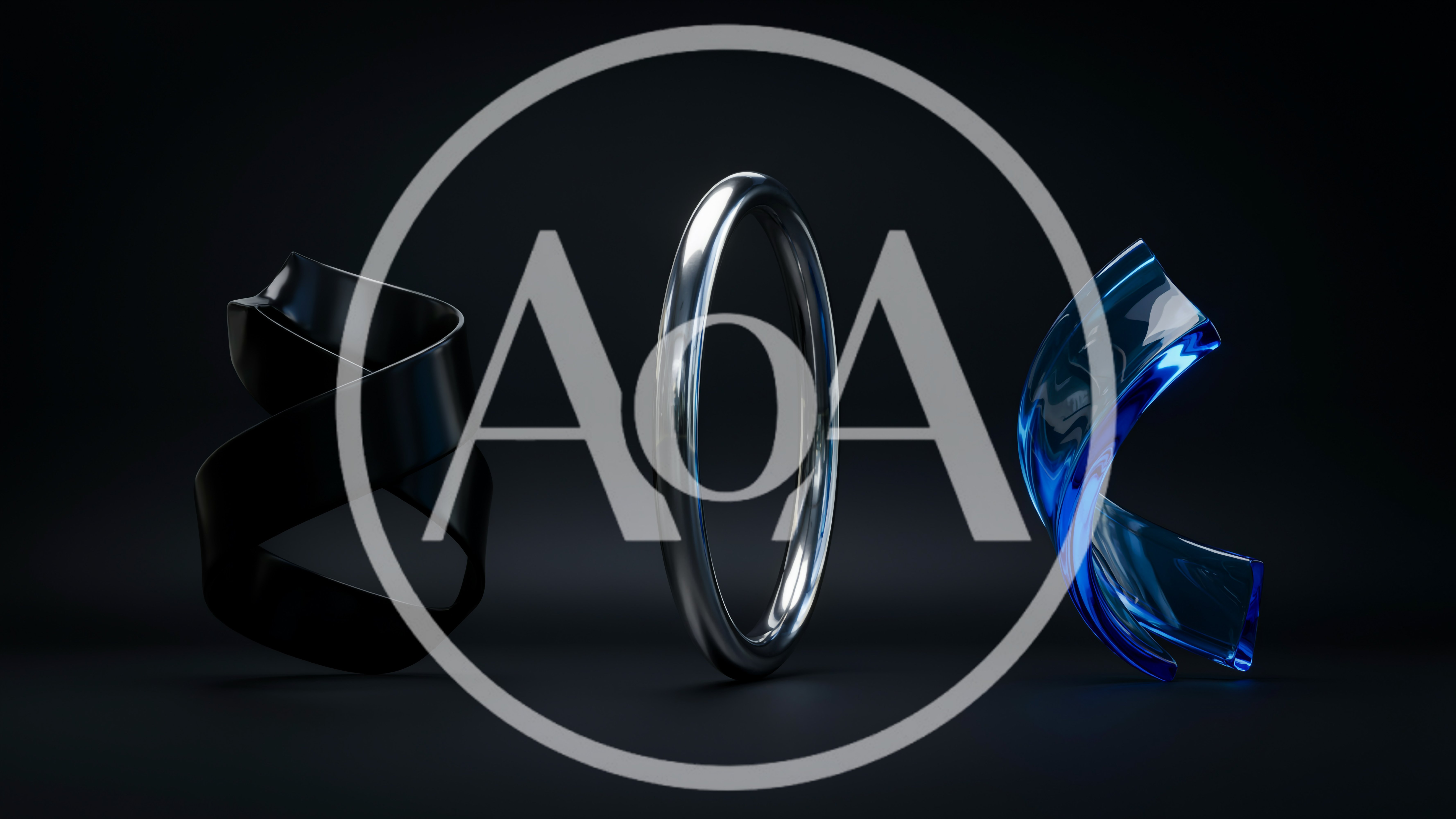Abstract 3D Geometric Shapes on Dark Background