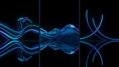 Abstract Neon Light Waves And Reflections