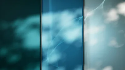 Abstract Blue Glass Panels With Soft Light Reflections