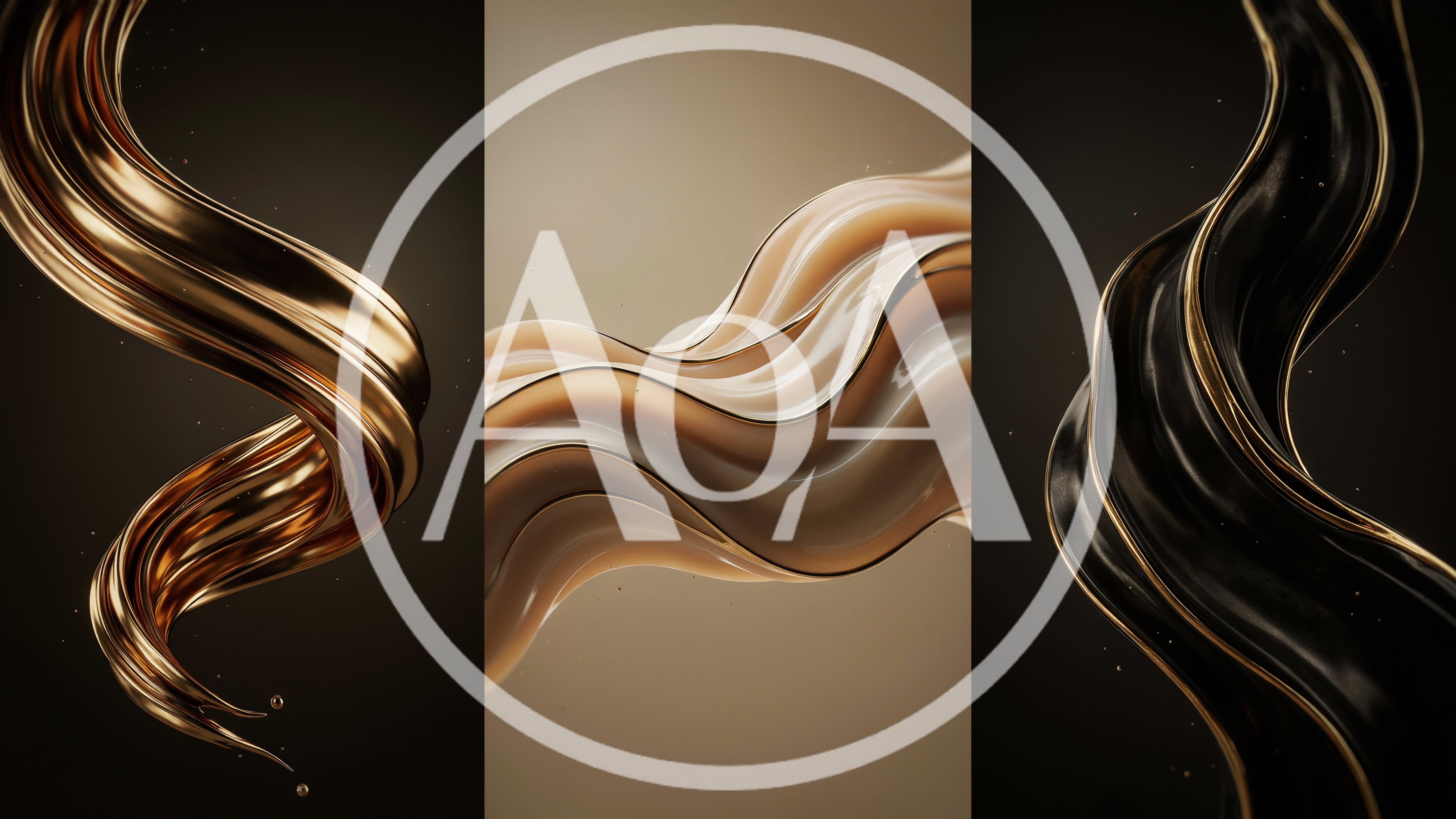 Abstract Liquid Waves In Gold Beige And Black