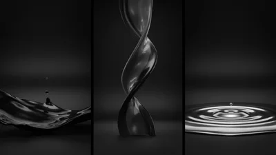Abstract Liquid Metal Fluid Motion Triptych