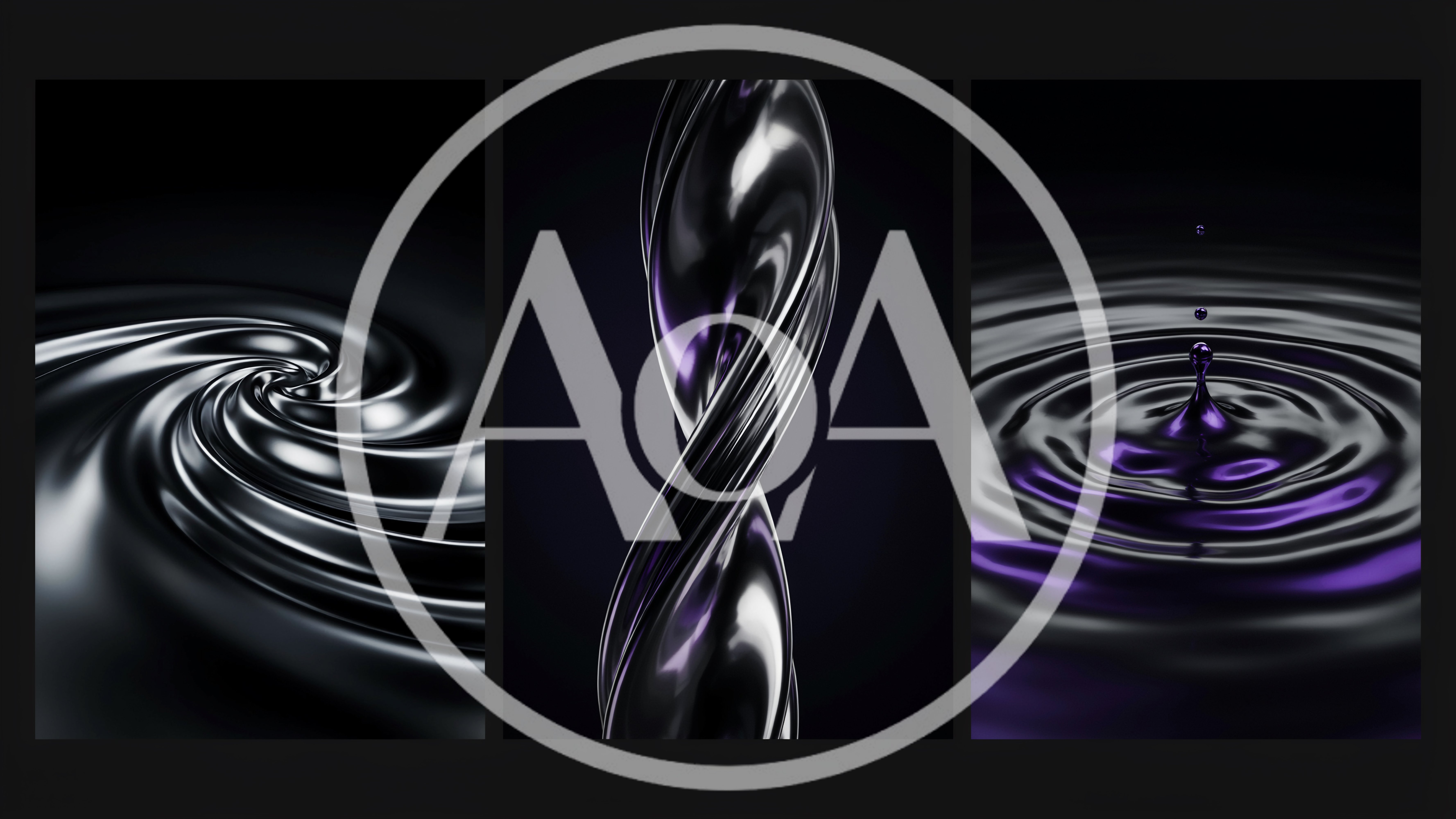 Abstract Liquid Metal Swirls And Ripples Triptych