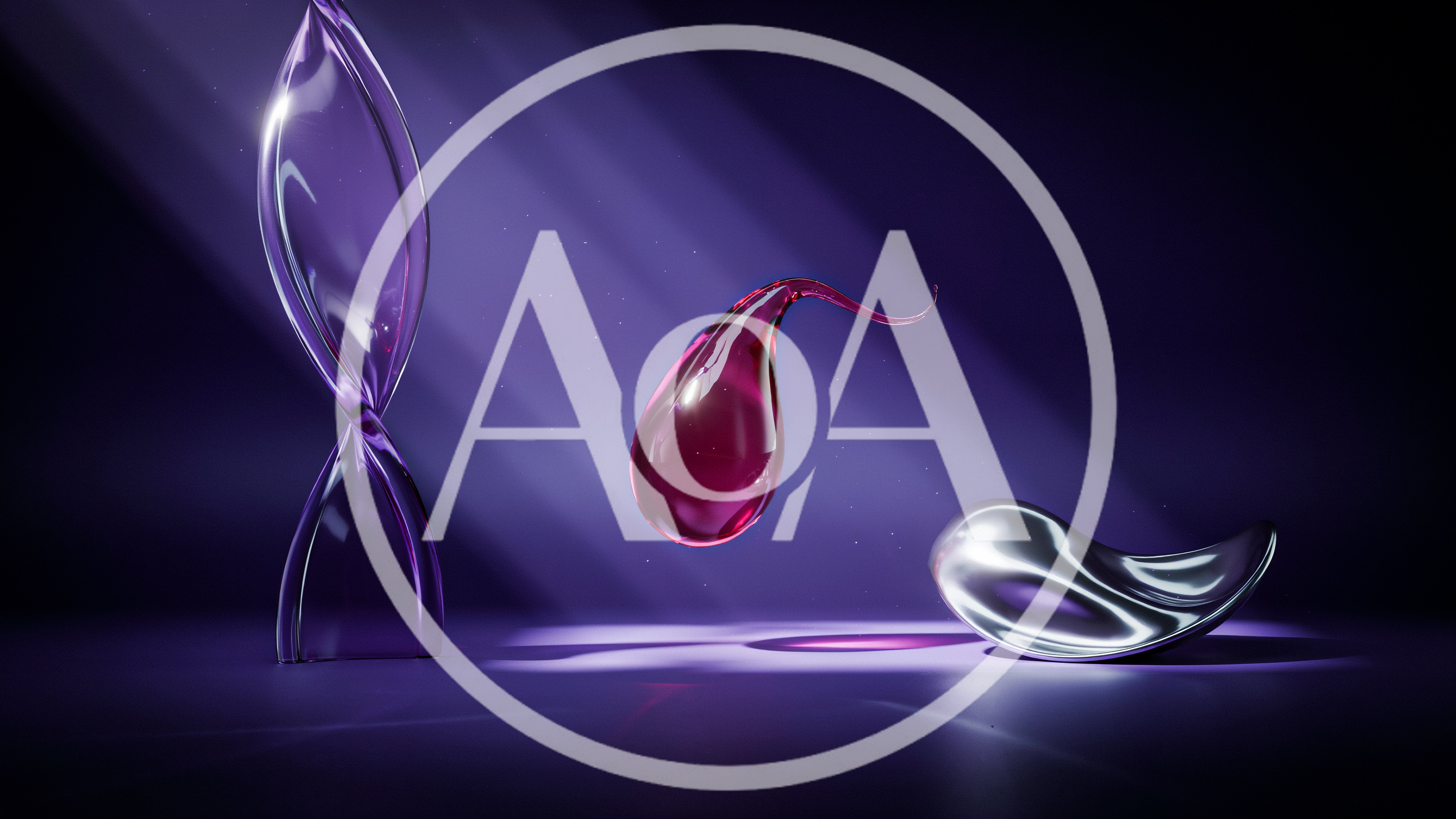 Abstract 3D Rendered Glass and Metallic Shapes