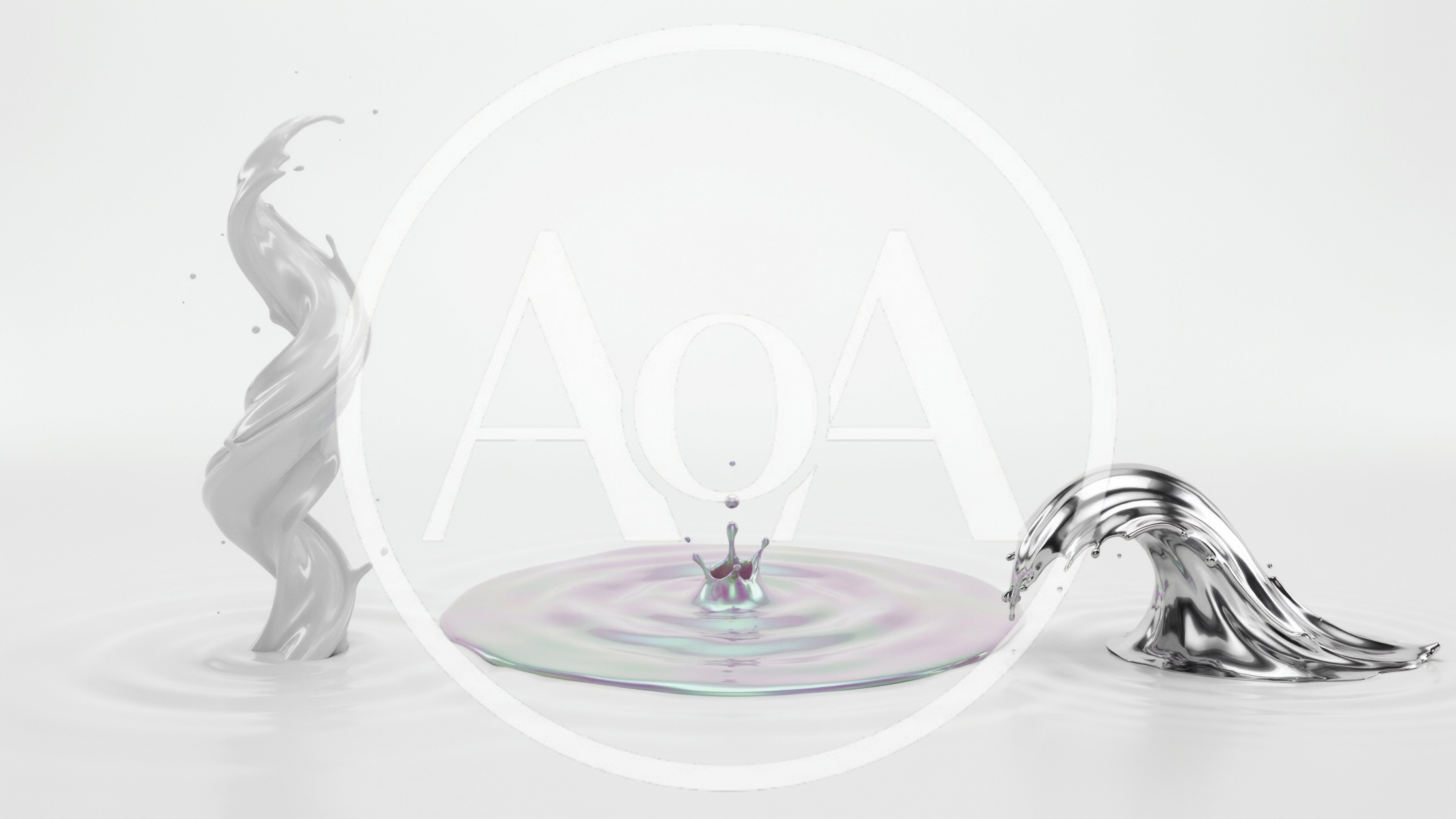 Abstract Liquid Splashes With Metallic And White Textures