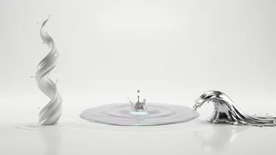 Abstract Liquid Splash Composition With Milk And Chrome