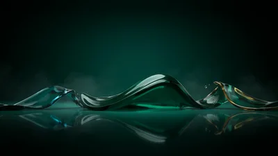 Abstract Green Glass Wave Motion Background