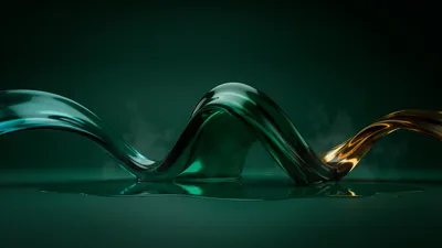 Abstract Liquid Wave Flowing Over Dark Green Surface