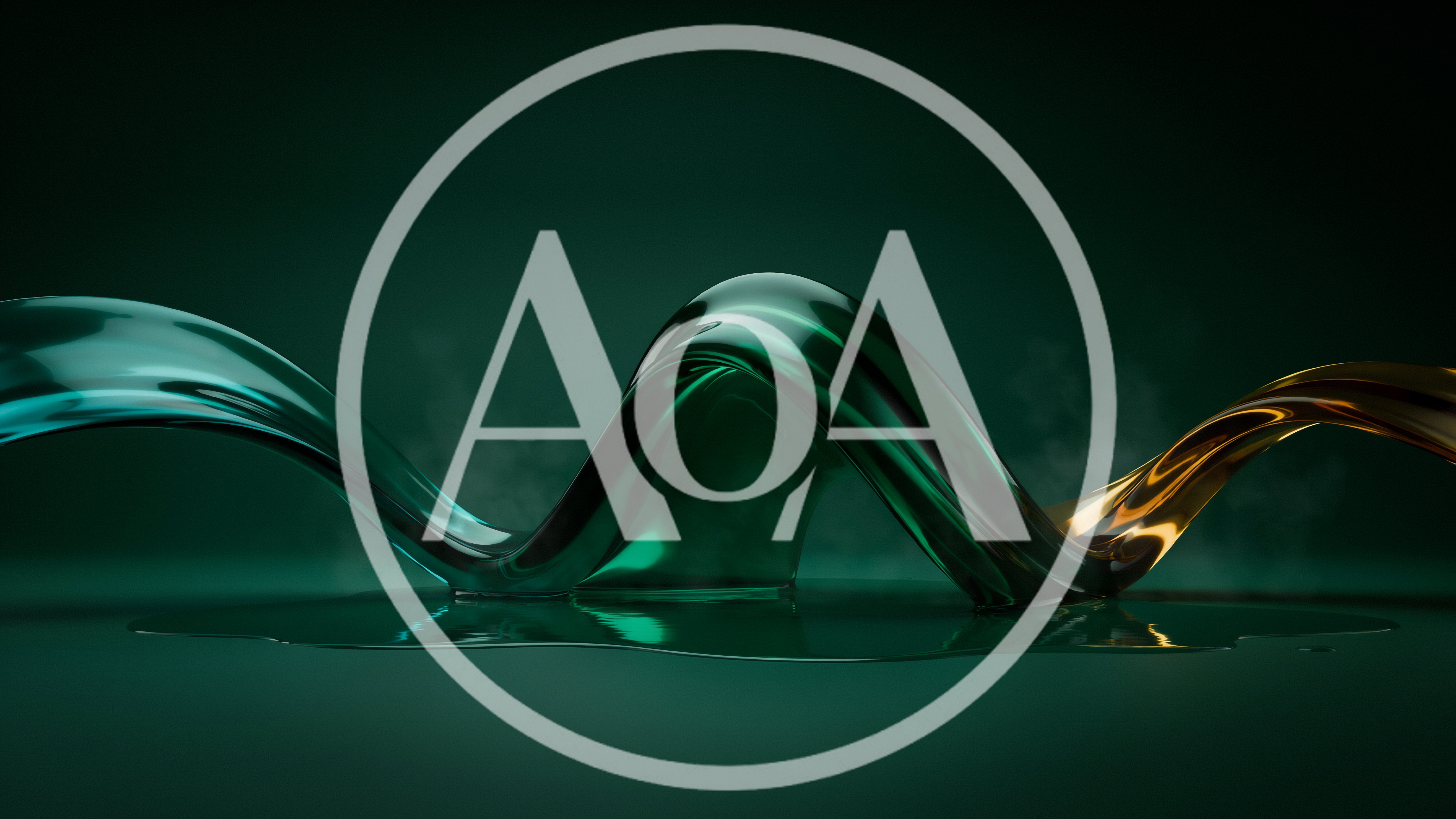 Abstract Liquid Wave Flowing Over Dark Green Surface