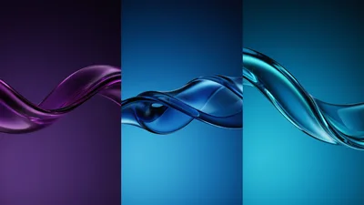 Abstract Liquid Wave Forms In Three Color Variations