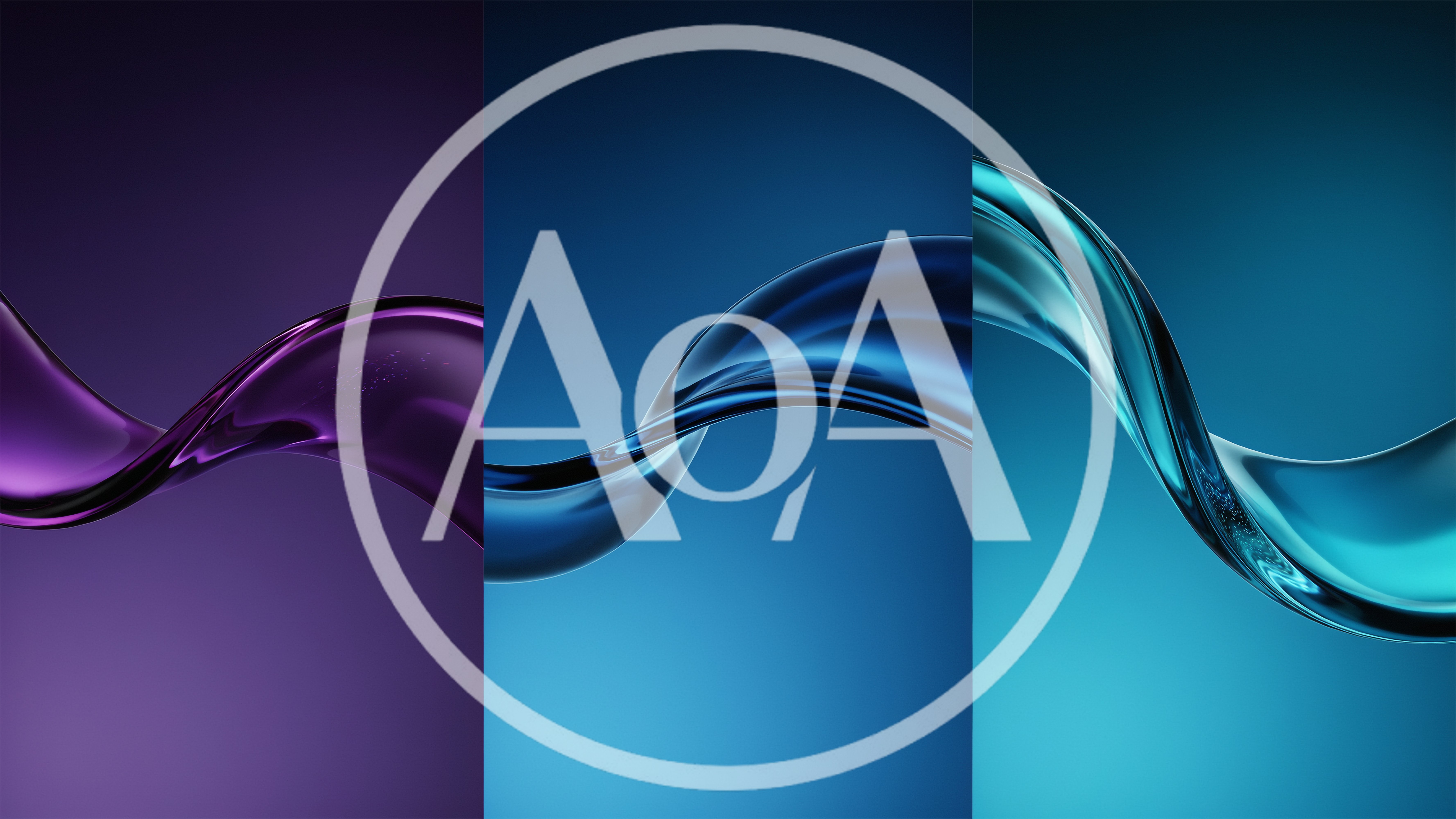 Abstract Liquid Wave Forms In Three Color Gradients