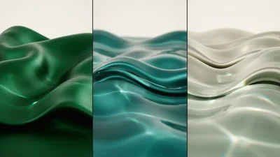 Abstract Three Panel Wavy Silk Fabric Background