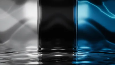 Abstract Vertical Panels With Rippling Liquid Surface