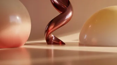 Abstract 3D Rendered Shapes With Metallic And Glossy Textures