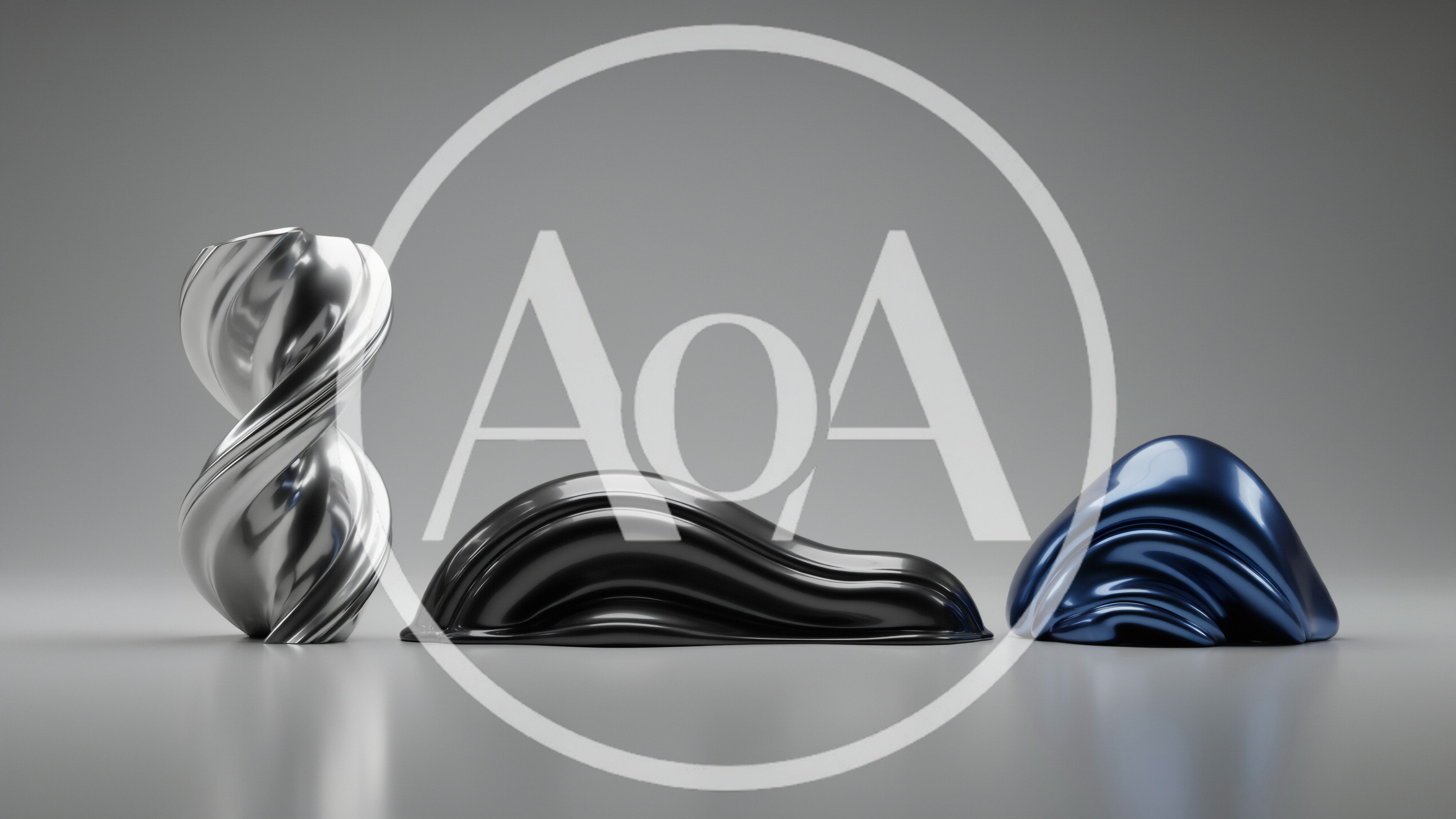 Abstract Metallic Sculptures On A Minimalist Studio Background