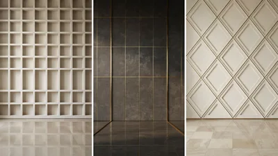 Three Distinctive Modern Interior Wall Design Backgrounds