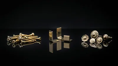 Assorted Brass Furniture Hardware and Screws