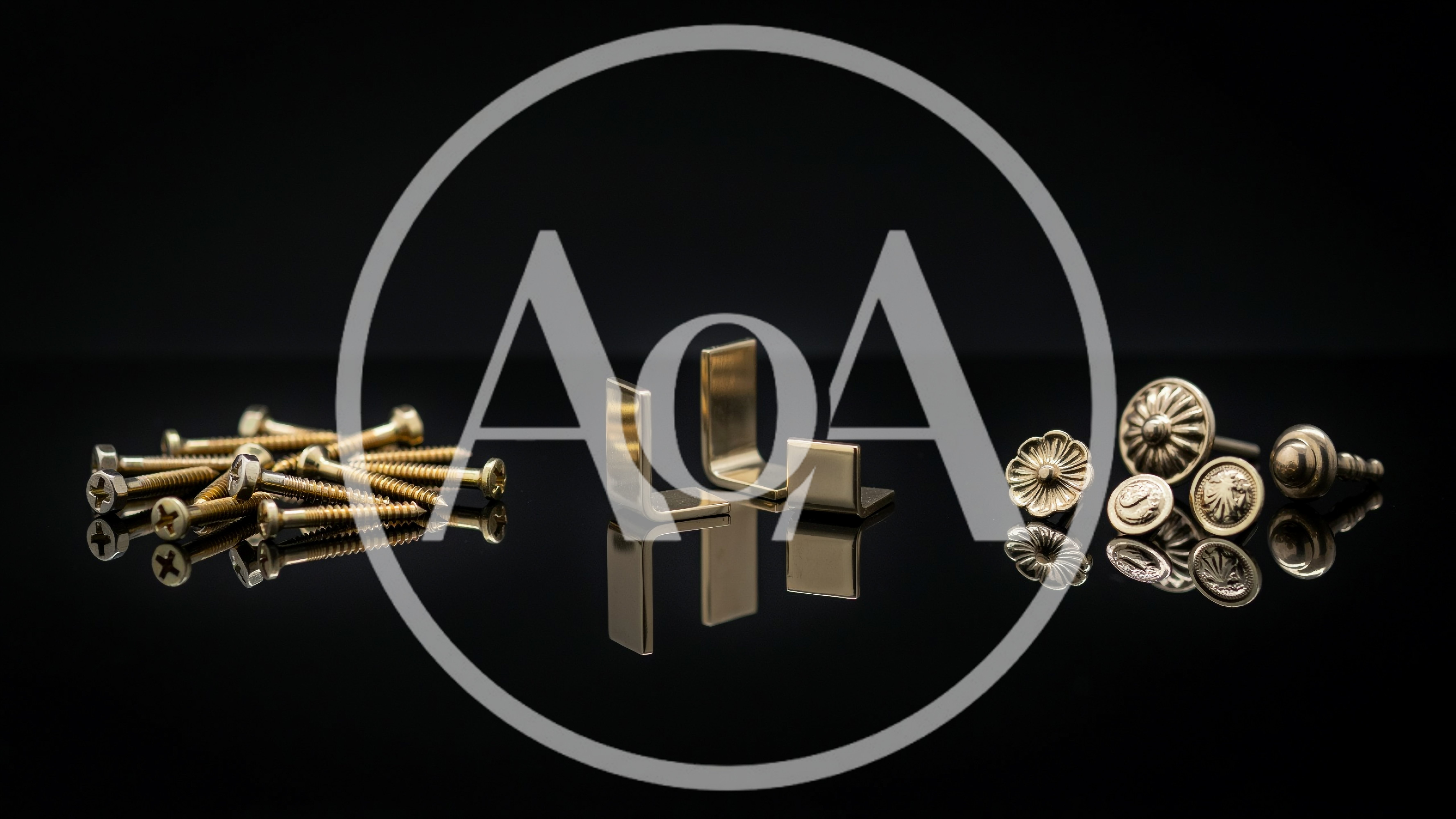 Assorted Brass Furniture Hardware and Screws