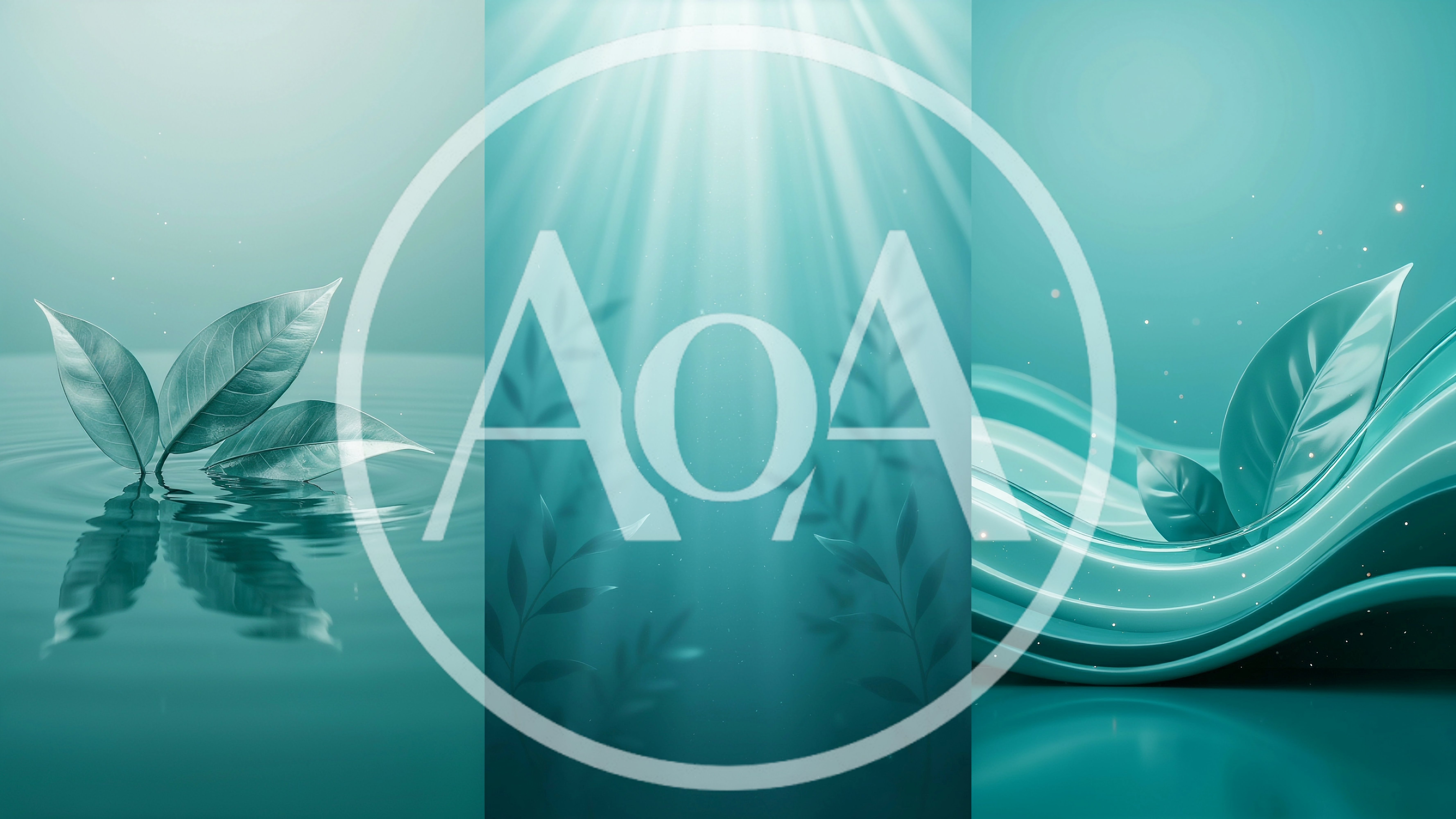 Abstract Teal Botanical Backgrounds With Water And Light