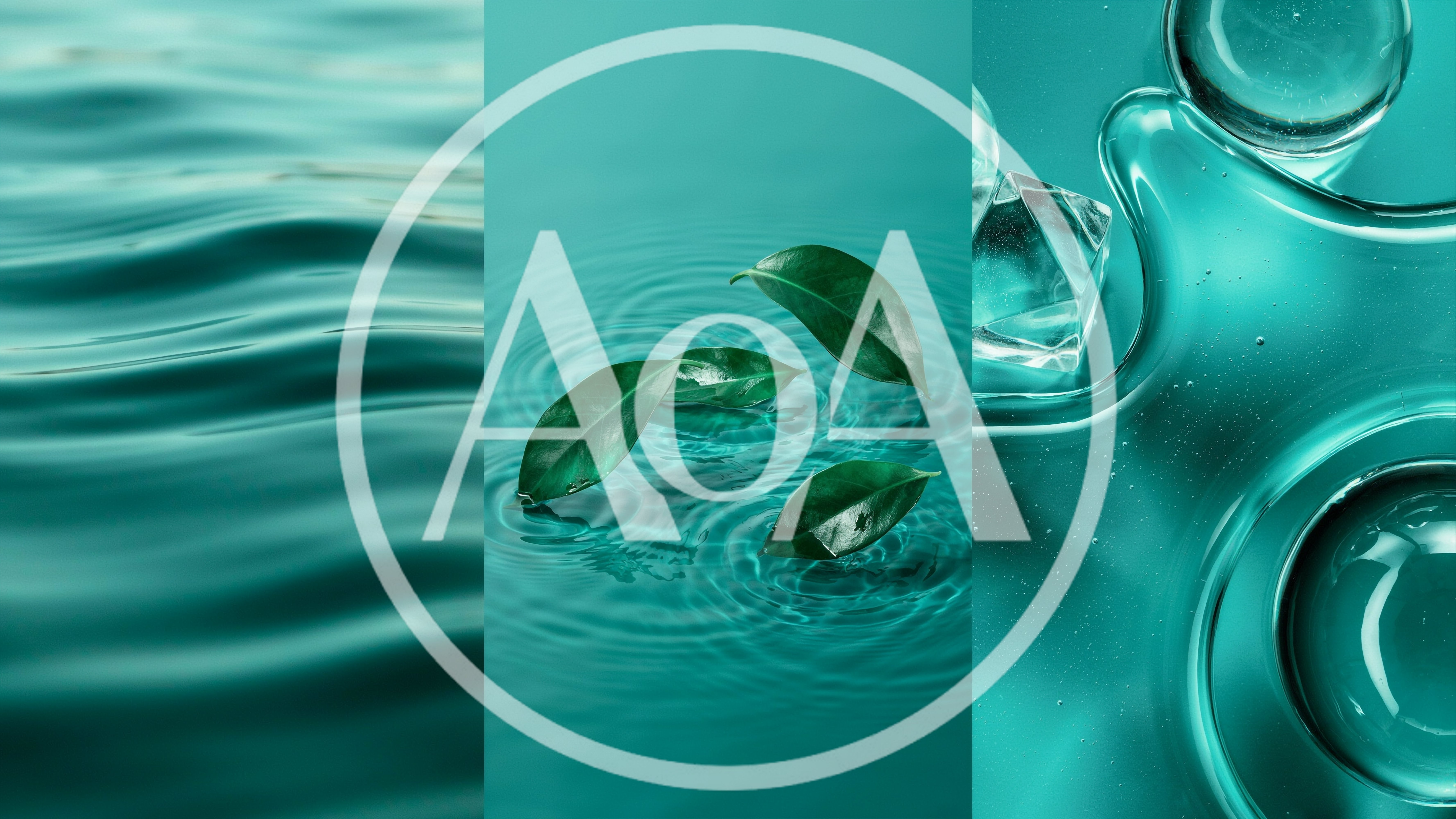 Abstract Teal Water And Leaf Composition