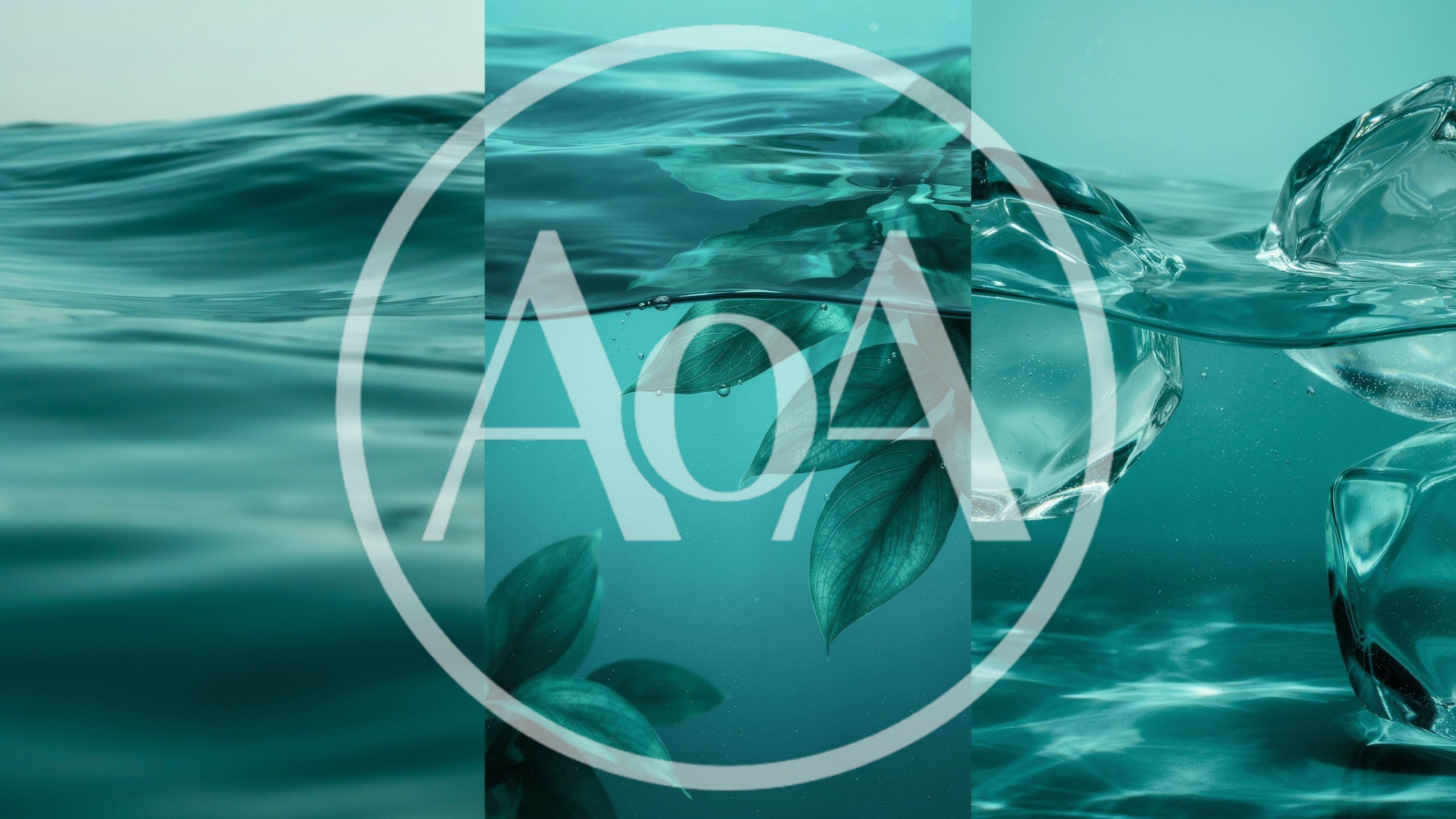Abstract Teal Water And Nature Elements Collage