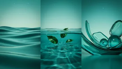 Abstract Teal Water And Glass 3D Renderings