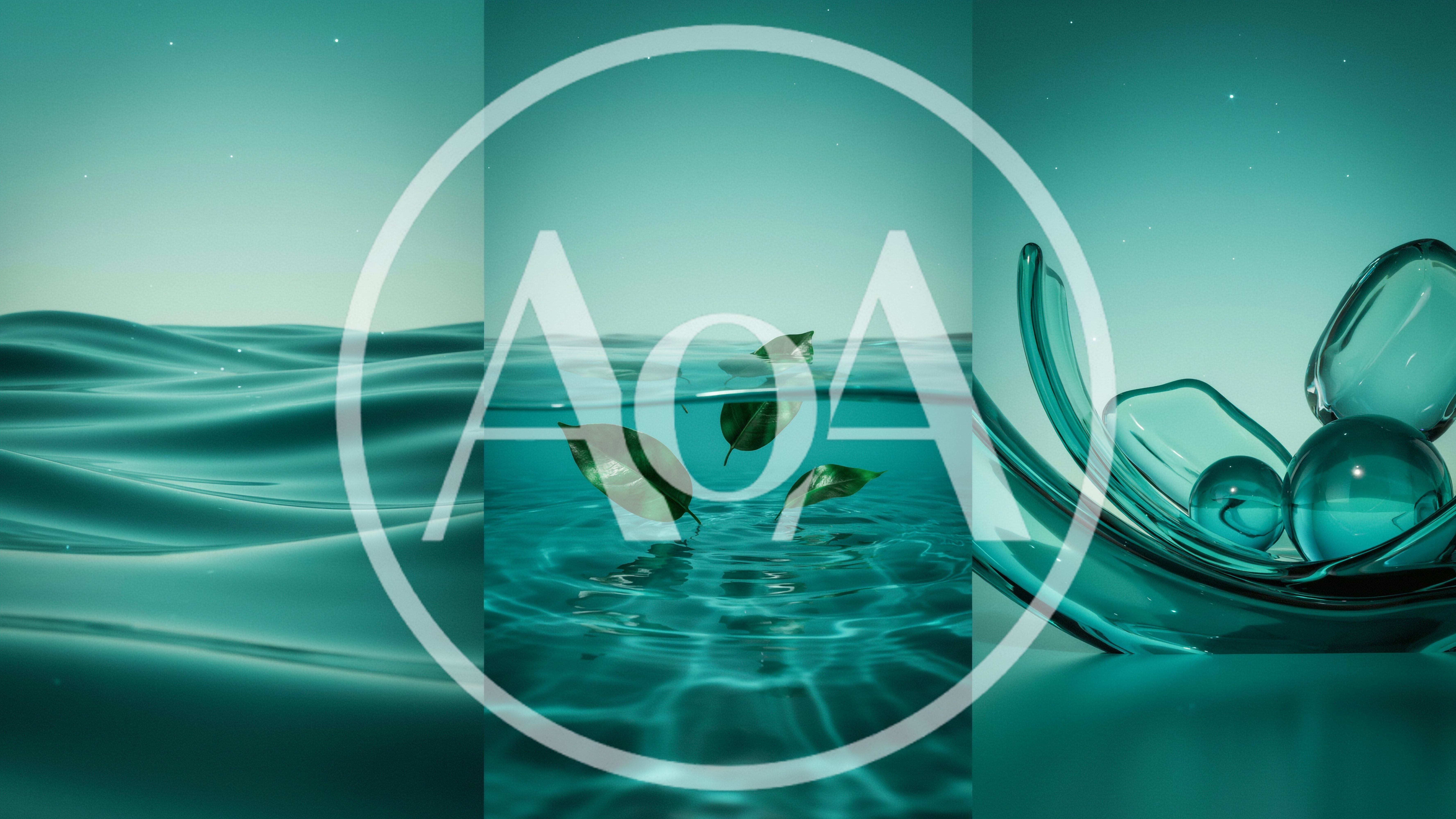 Abstract Teal Water And Glass 3D Renderings